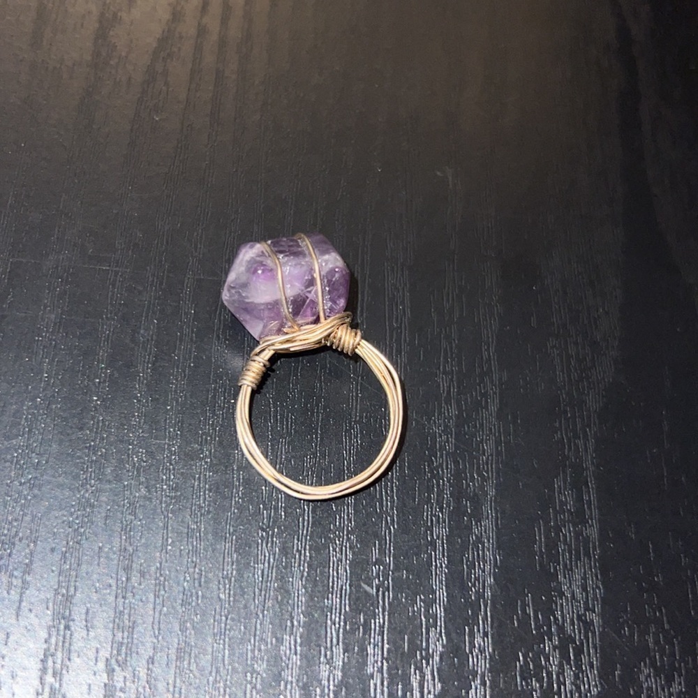 Purple jewel gemstone gold wire wrapped ring womens boho jewelry​​